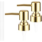 2 Pcs Gold Soap Dispenser Pump Replacement, ABS Plastic Hand Liquid Pump Bottle Dispenser for Regular Mouth Bottles, Standard 28/400 Neck Size for Hand Dish Soap and Lotion