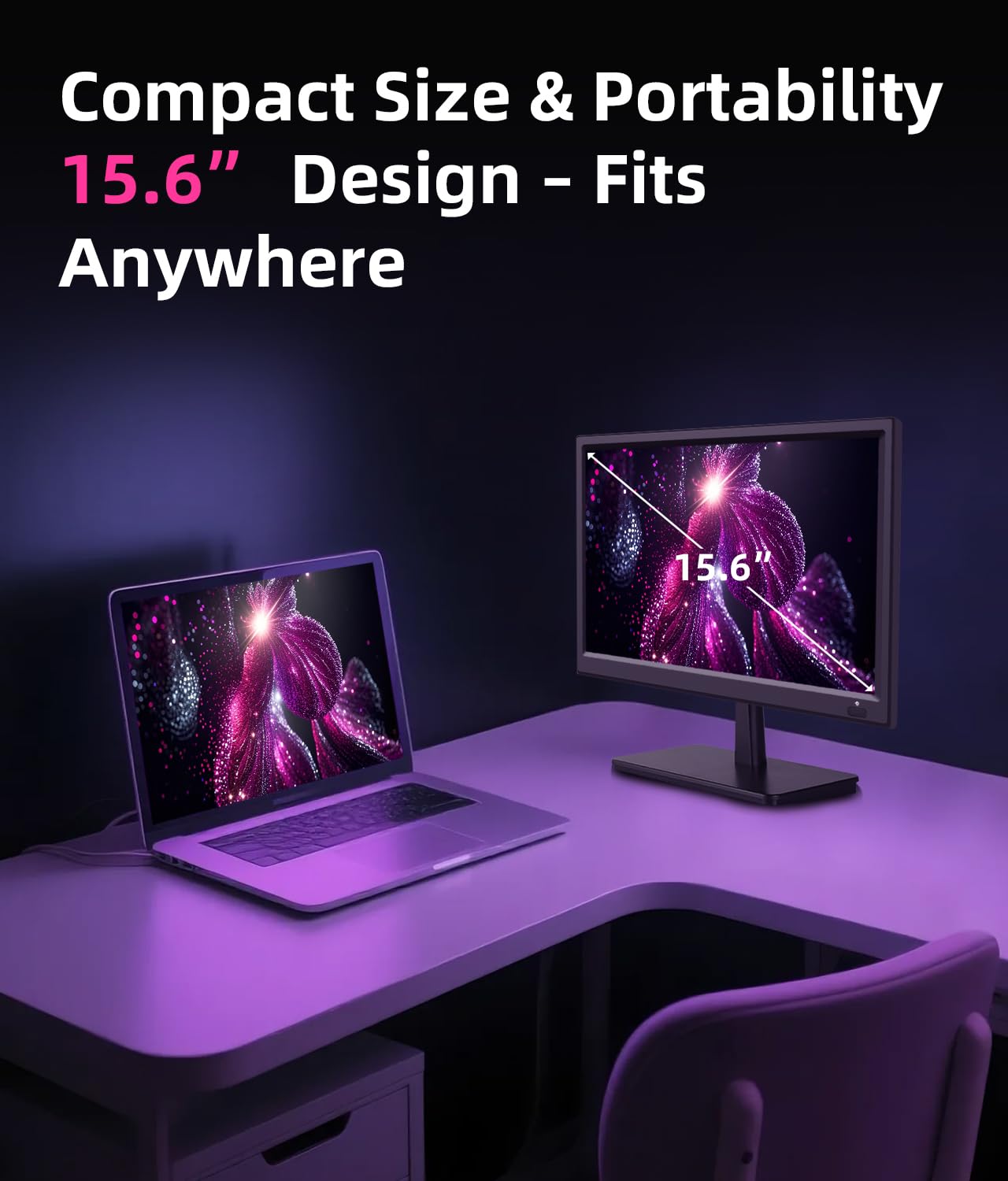 Feihe 15.6 Inch Small Smart TV HD 1080P LED, Flat Screen Smart Television with ATSC Tuner/HDMI/USB/AV for Kitchen, RV, Camper, Home & Bedroom or On-The-Go Entertainment