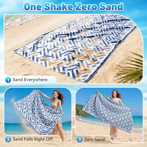 Hexify Toalla Playa XXL 90×180 cm, Toalla Grande de Microfibra de Secado RáPido, Toalla de BañO Sin Arena, Manta de Playa Mujer (Azul)