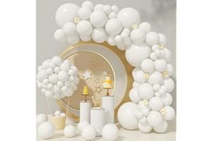 BONROPIN White Balloons 110Pcs White Balloon Garland Arch Kit 5/10/12/18 Inch Matte Latex White Balloons Different Sizes as Baby Shower Balloons Birthday Balloons Wedding Christmas Balloons Party Decorations