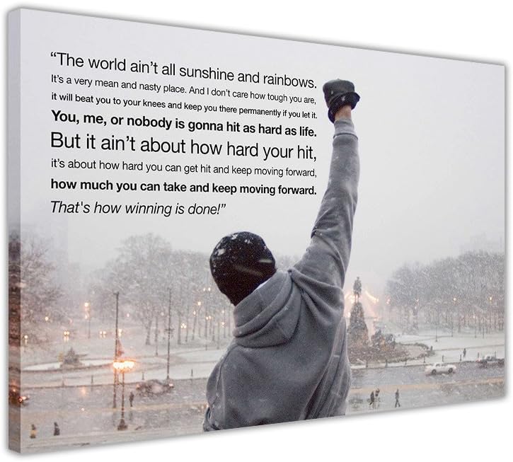 CANVAS PRINTS WALL ART PICTURES ROCKY BALBOA QUOTE PRINT PICTURE ROOM DECORATION HOME WALL HOLLYWOOD LEGENDS NOSTALGIA BOXING MOVIE