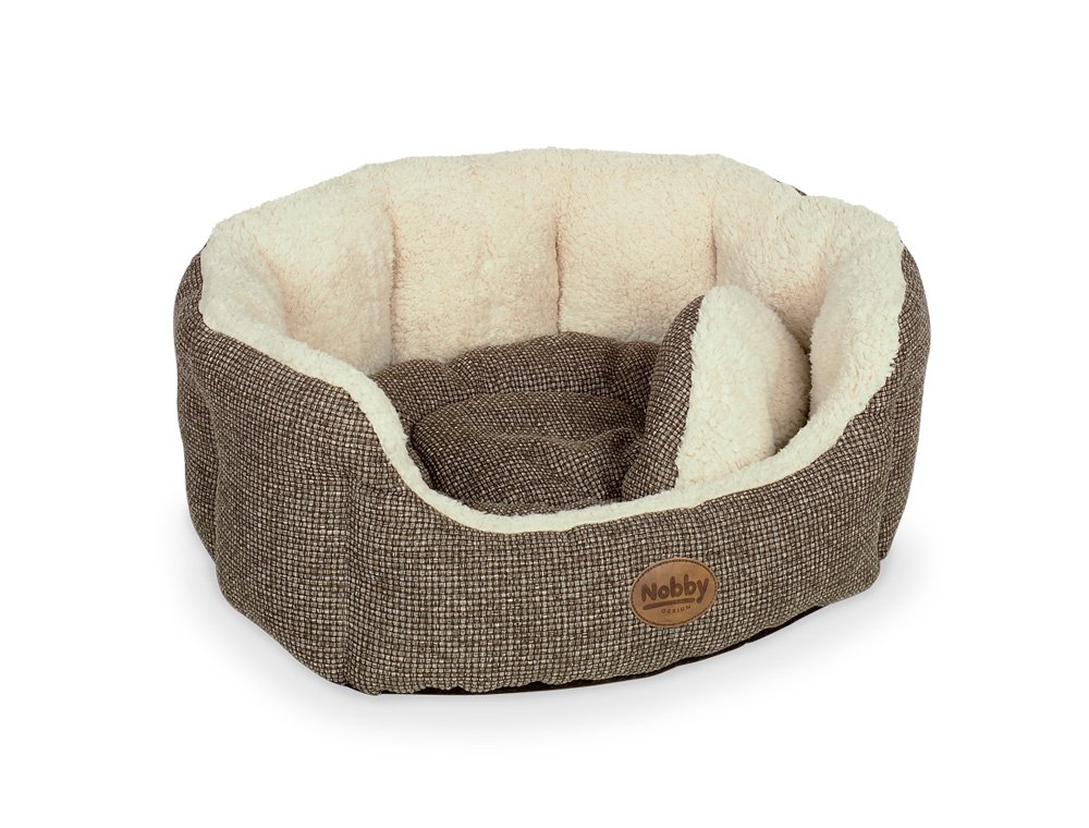 Nobby Alba Comfort Oval Dog Bed Linen Style, 65 x 57 x 22 cm, Brown