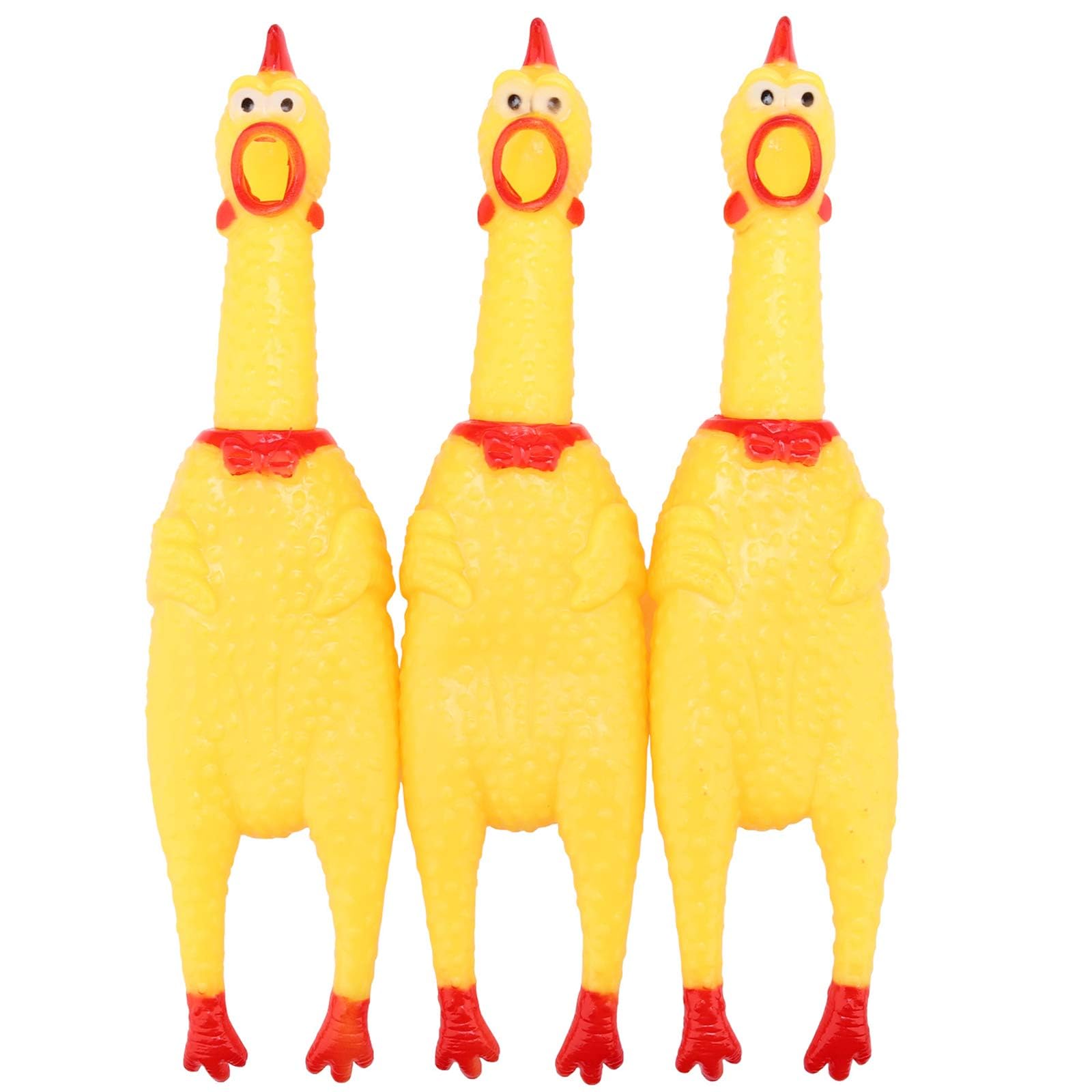 LEGEND SANDY Screaming Chicken,Yellow Squaking Chicken Toy Novelty and Durable Rubber Chicken for Dogs,Rubber Chickens Value 3 Pack
