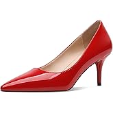 CosyFever Womens Pumps, Pointed Toe Mid Heel Stiletto Pumps, Slip On Dress Pumps