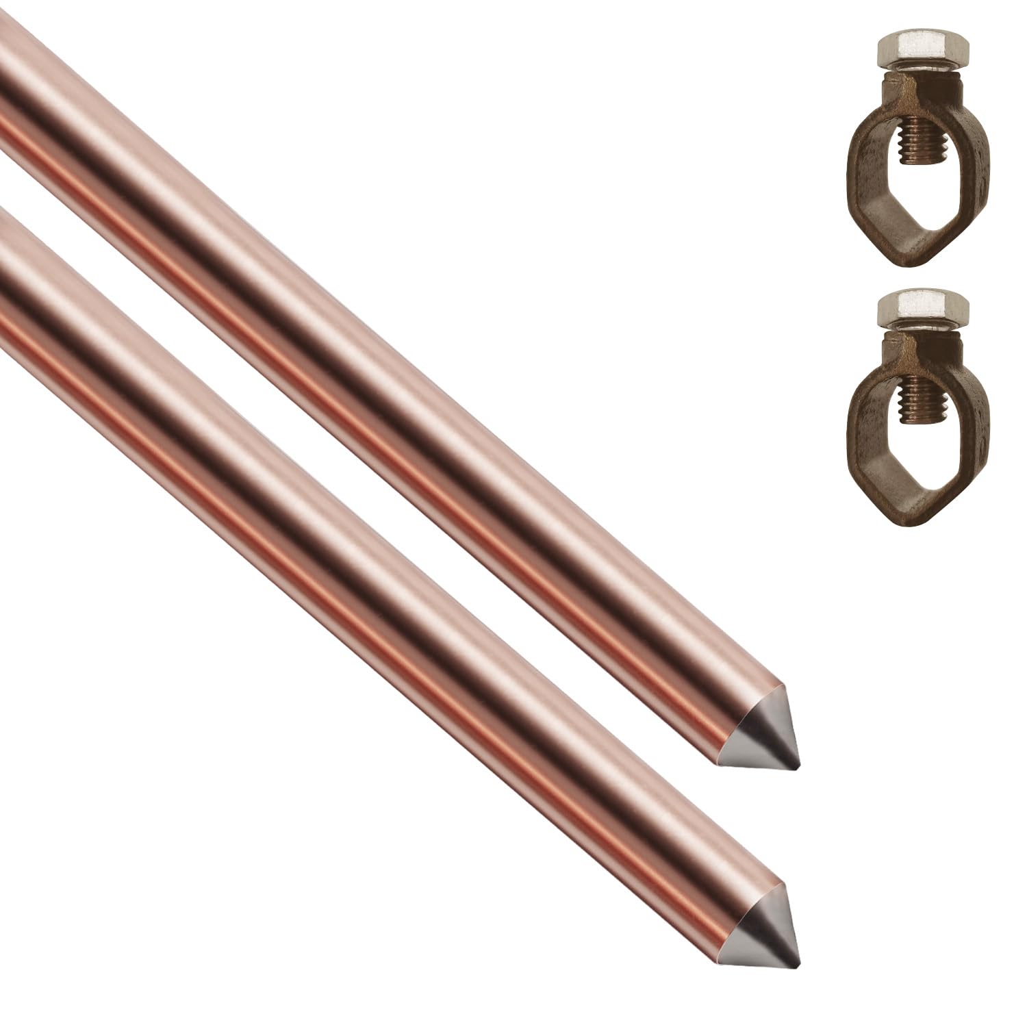 2Pack 8ft Copper Bonded Electrical Ground Rod 5/8'' In Diameter With