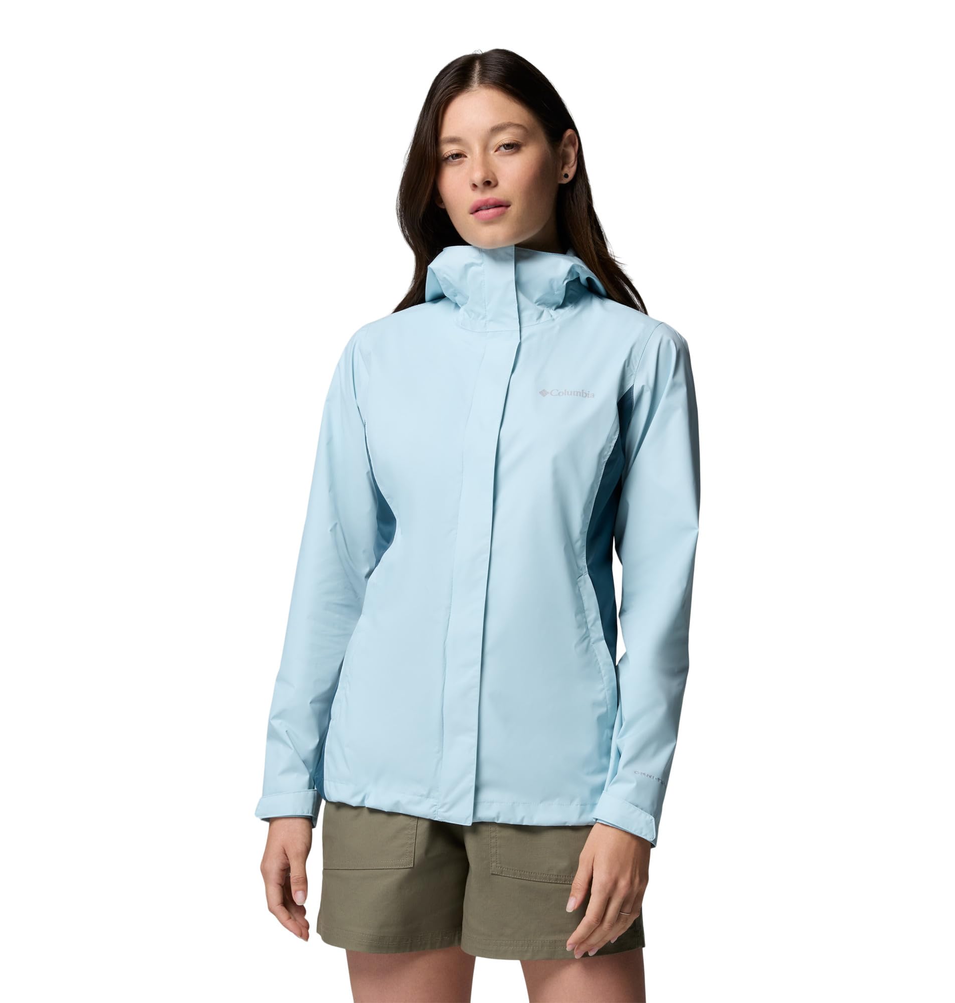 Columbia Women's Arcadia II Waterproof Rain Jacket, Marine Light/Everblue, 2X Image