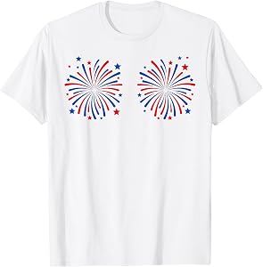 Funny I'm Just Here for The Fireworks 4th of July Couple T-Shirt