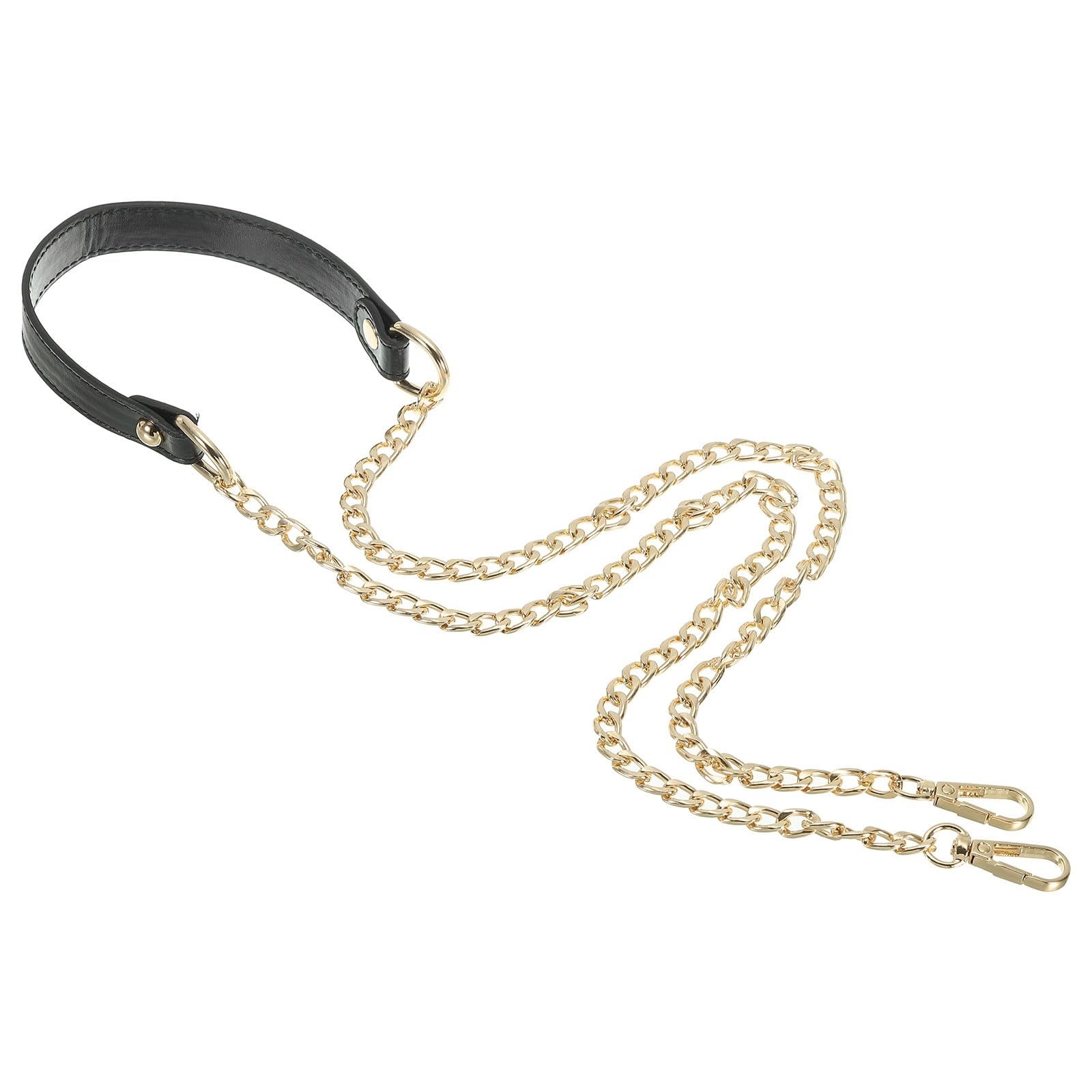 PATIKIL 47 Inch Purse Chain Strap, Leather Metal Chain Strap Replacement Chain for Bag Shoulder Crossbody Clutch Handbags, Black/Light Gold — image 1
