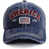 GzacDeope American Flag Hat for Men Women, Funny Adjustable Cotton Embroidered Distressed Baseball Cap