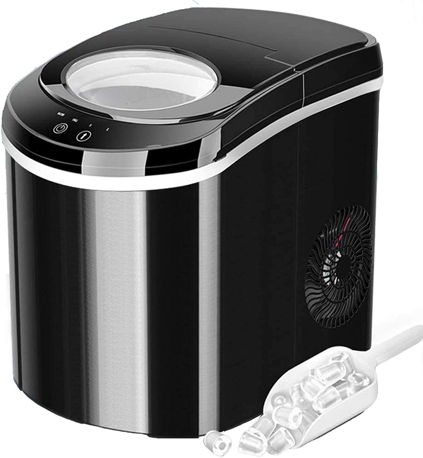 TRUSTECH Ice Maker Machine for Countertop, Automatic Ice Makers Countertop Self Cleaning, 9 Cubes Ready in 6 Mins, 26 lbs in 24 Hours, Perfect for Home/Kitchen/Office, Ice Scoop&Basket, Black