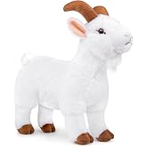 FRANKIEZHOU Lifelike Goat Stuffed Animal- White 11.5", Soft Sheep Model Plush Toy,Girl Toys,Gifts for Kids,Cudding Toy
