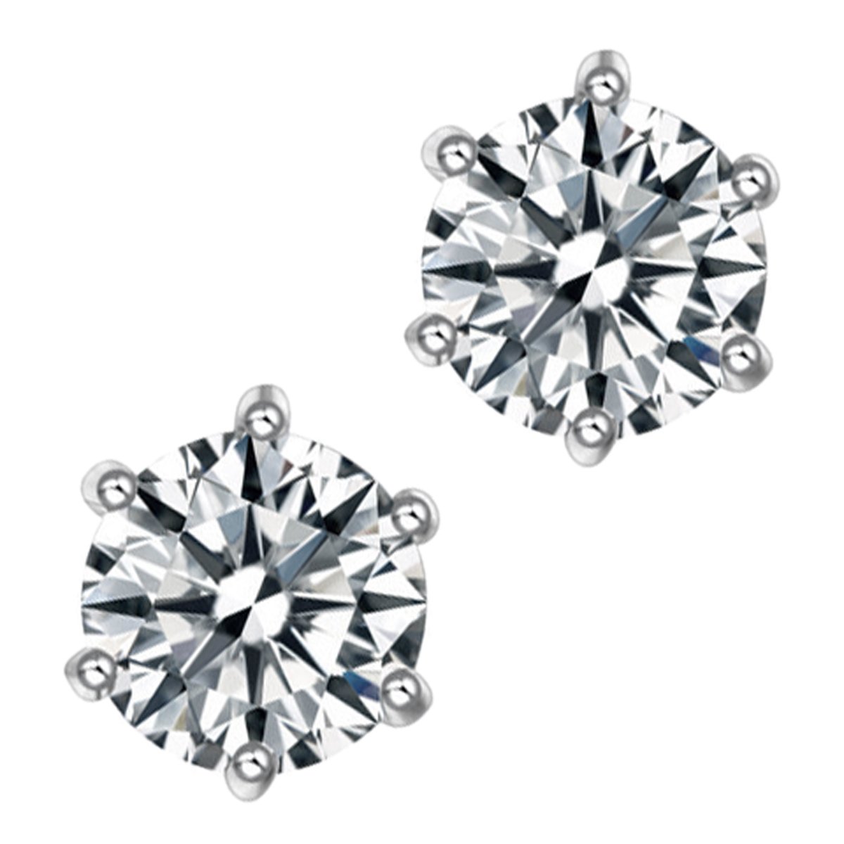 GWG Jewellery 18K White Gold Coated Round Sparkling AAA Clear Crystal Classic Stud Earrings in Gift Box for Women