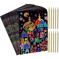 100 Sheets Rainbow Scratch Paper - 10 Wooden Styluses Included - Create Rainbow Scratch Art with This Jumbo Craft Pack