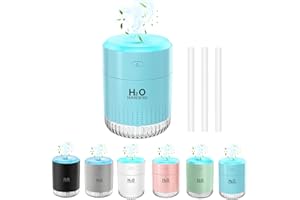 KARFUN Rechargeable Mini Humidifier, Colorful Cool Mist Humidifier with 7 Color Light, Small Personal Desktop Humidifier for Baby Bedroom, Office, Nursery, Travel with Auto Shut-Off, Super Quiet (Blue)