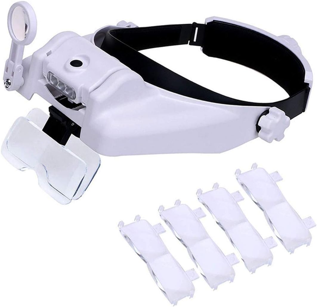 Lychee magnifying glass with lighting, head-mounted magnifying mask with 3 decorative magnifying glass LEDs