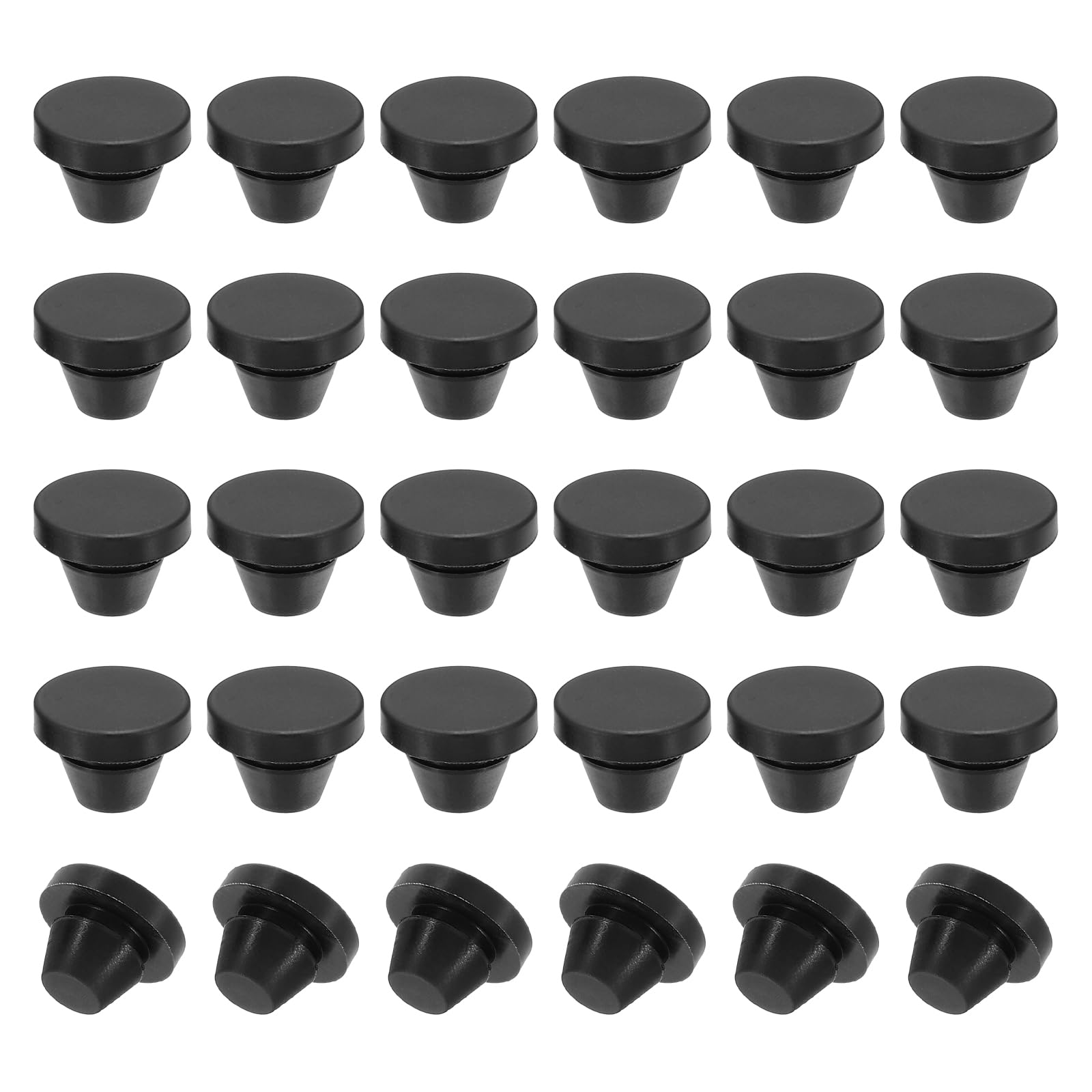 PATIKIL 8mm Diameter Silicone Round Snap, 30 Pcs in Type Locking Furniture Hole Plug Button Protective Cover Cap Head Fit for 2.5-8mm Hole for Seal Bulkhead Cylinder Hole, Black — image 1