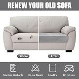Teynewer Sofa Seat Cushion Cover Velvet Stretch Non-Slip 2 Seater Light Grey view 2