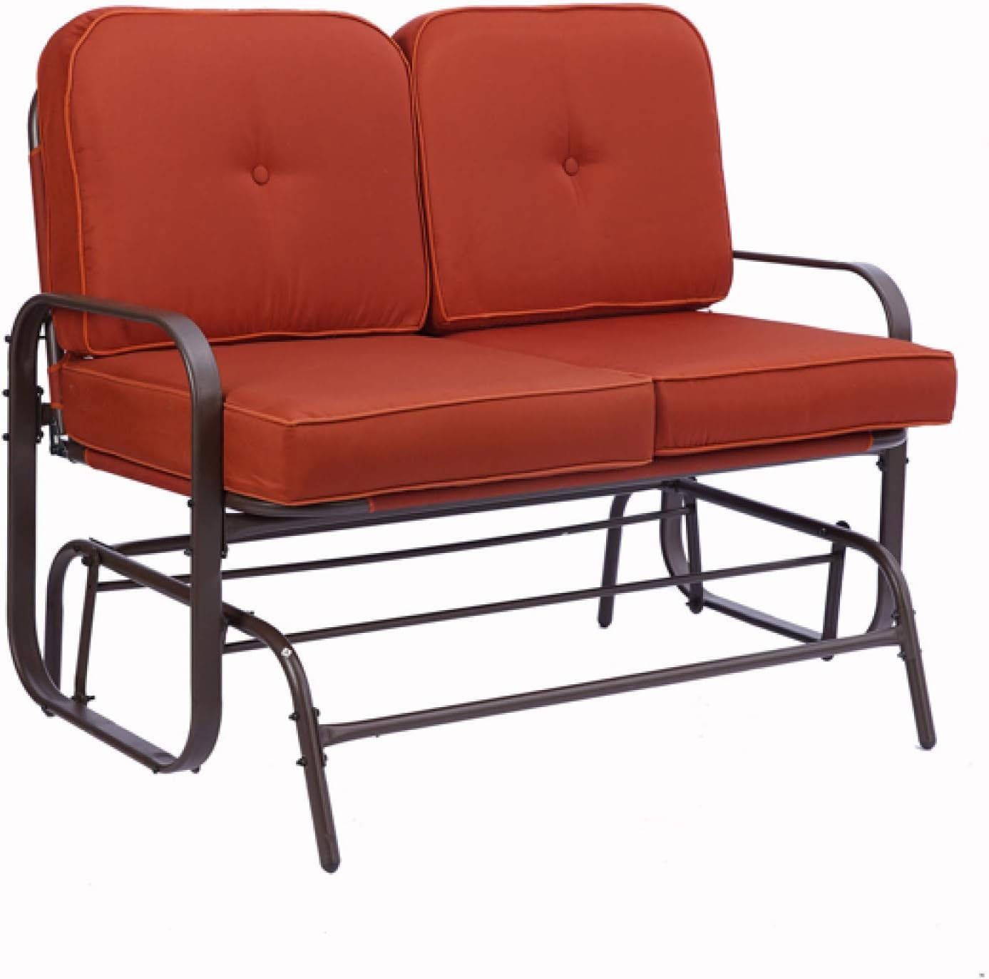 qianbo31 Garden Love seat, Outdoor Swing Glider Rocking Chair,Patio Bench for 2 Person, Double Sofa,Patio Steel Frame Chair Set with Cushions, Red(1piece,pic)