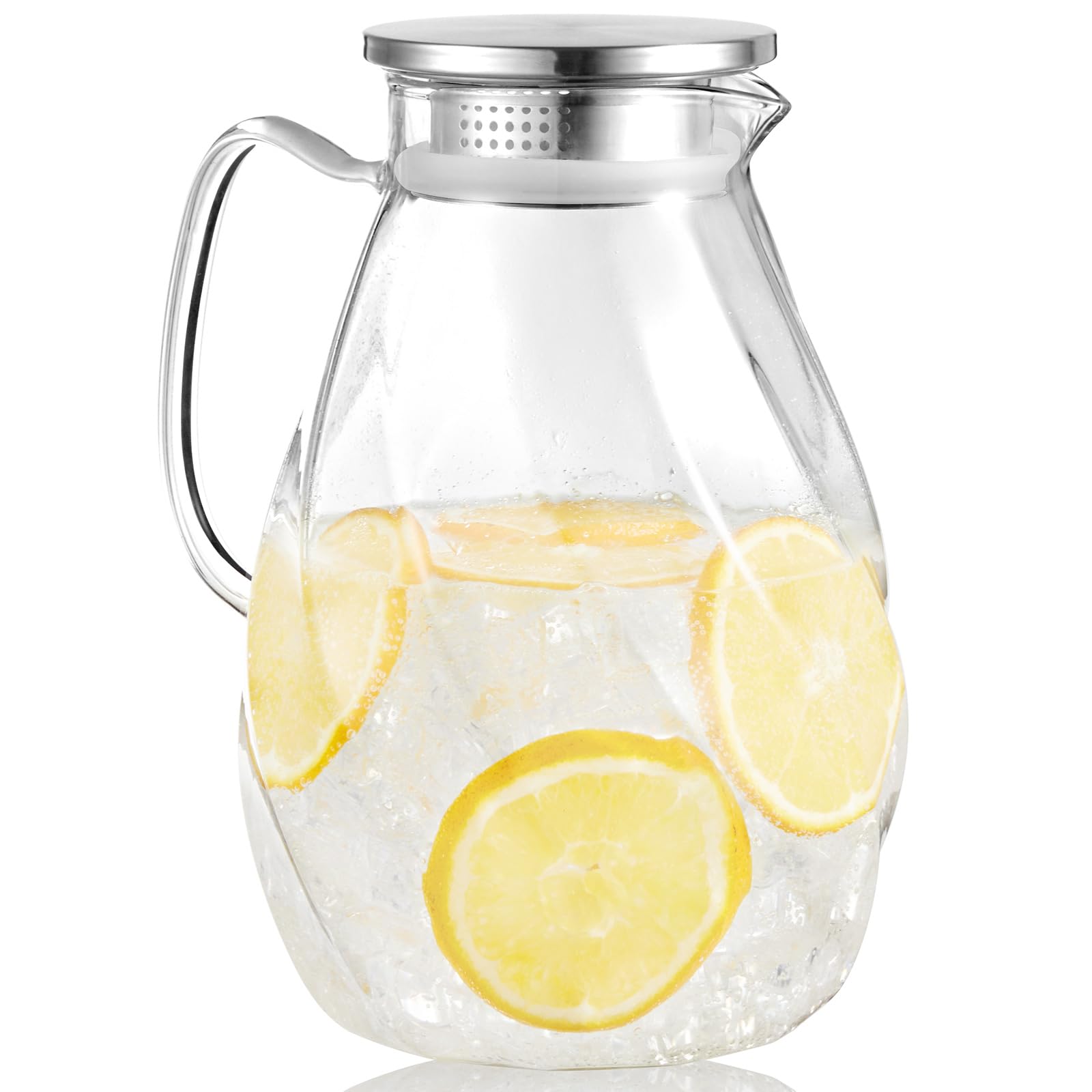 DRASTAR Glass Pitcher With Lid, 2.2L Water Pitcher, 74oz Tea Pitcher