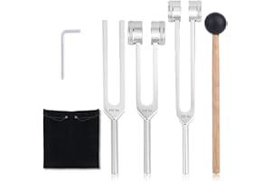 Goktvai 4pcs Tuning Fork for Healing Set,128Hz 256Hz 512Hz Resonance Tuning Forks with Wooden Mallet & Storage Pouch Sound In
