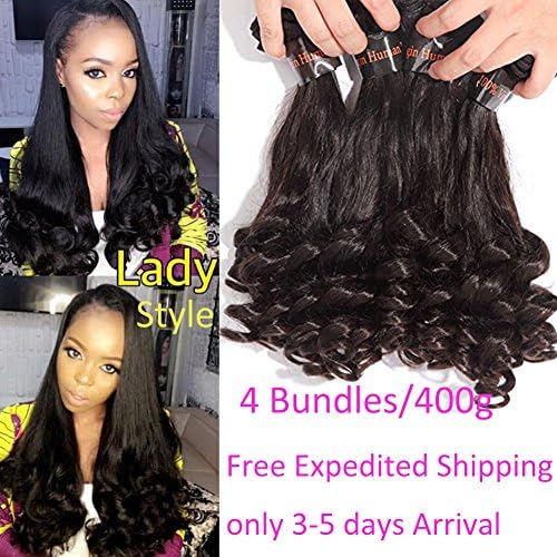 XCCOCO Funmi Spring Curly Weave 4 Bundles(20 20 22 22inch)Cheap Bouncy Curl Hair Weave 7A Brazilian Virgin Remy Short Curly Human Hair Extensions Natural Black Color 400g/lot