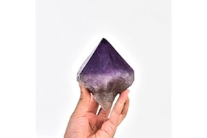 AMOYSTONE Amethyst Crystal Teeth 0.5-1 lb with Stand Healing Specimen for Meditation, Calming Home Decor - Gift for Crystal Healers