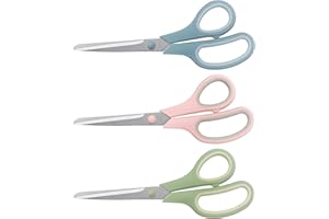 LONGKEY Scissors 8.5 Inch scissors all purpose Bulk Set of 3, Scissors for Office Home School Craft Supplies, Soft Comfort-Grip Right/Left Hand
