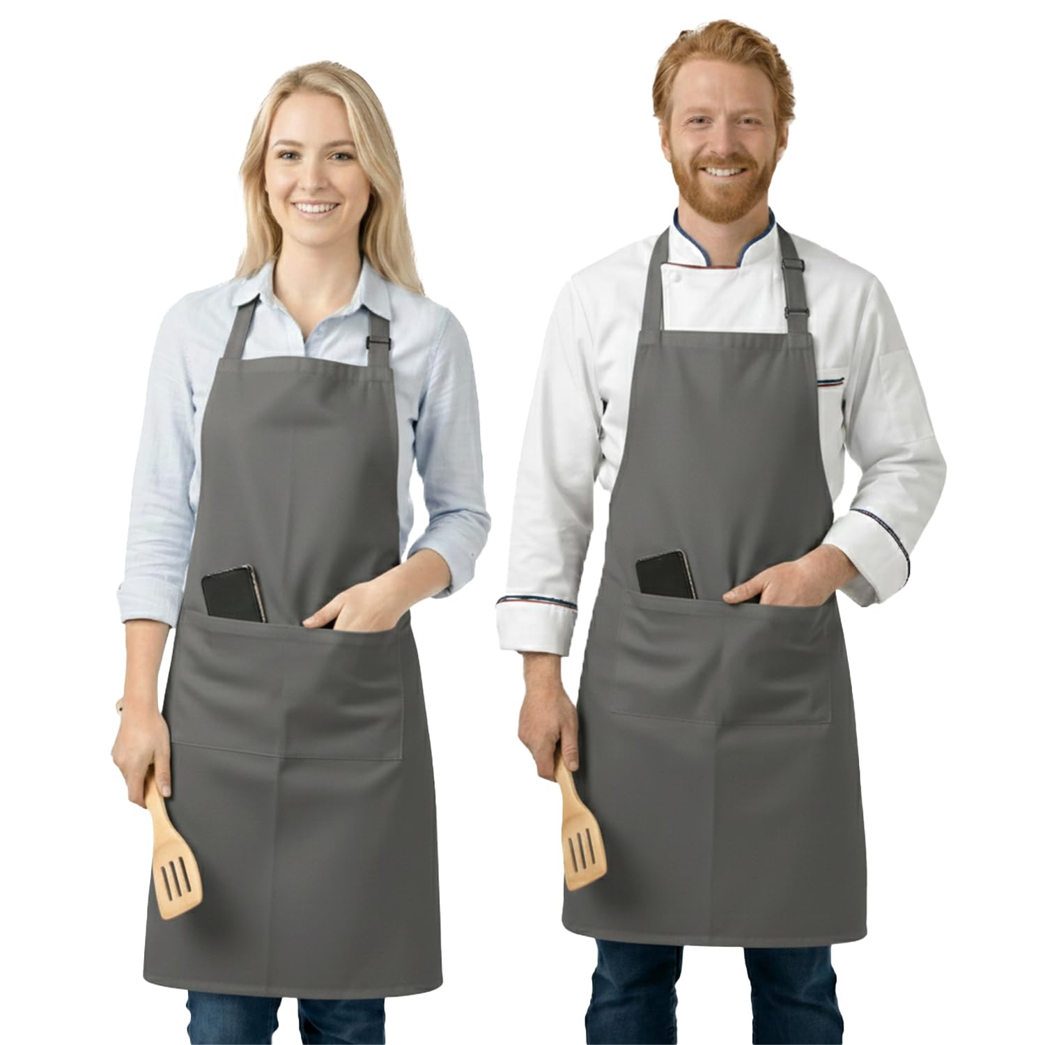 LivinEase Unisex Adjustable Bib Aprons - Stylish Chef Aprons with Double Pockets for Men and Women – Ideal for Cooking, Gardening, and Barbecue Aprons