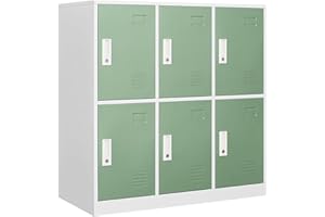 WTRAVEL Locker Steel Storage Cabinet, 2 Tiers 6 Doors Storage Locker for Gym School Office Metal Lockers for Employees with Keys (2 Tiers / 6 Doors Light Green)