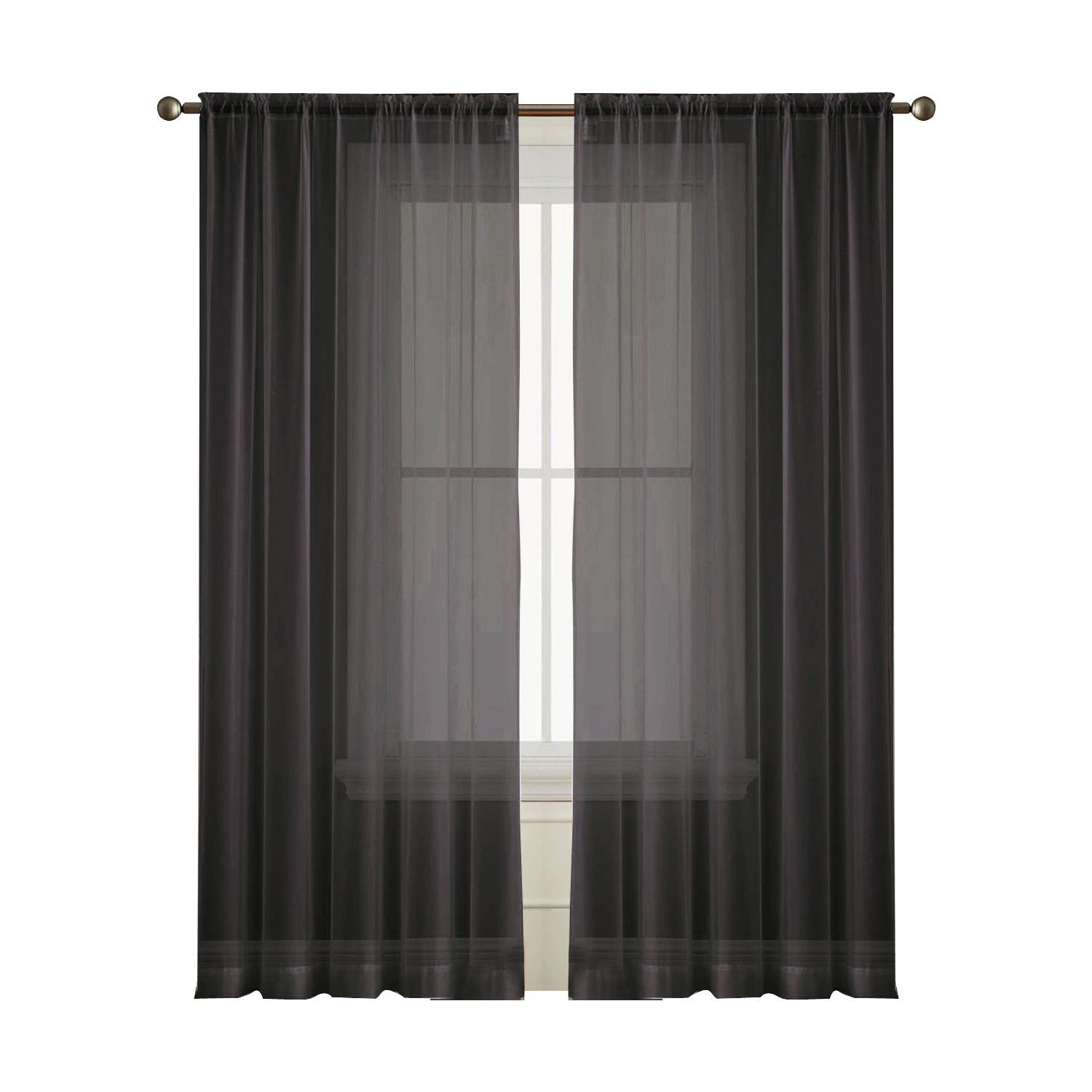 Buy Passenger Pigeon Black Sheer Curtains Rod Pocket Semi Sheer