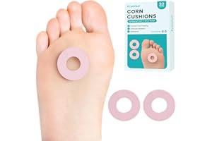 PROMIFUN Callus Cushions for Bottom of Foot - Round Foam Padding with Water-Resistant Self-Stick Adhesive - Corn Cushions for Toes and Feet, Reduce Pain, Pressure and Friction from Shoes (Pink, 32 Count)