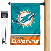 Dolphins Garden Flag and Mailbox Post Pole Holder Mount