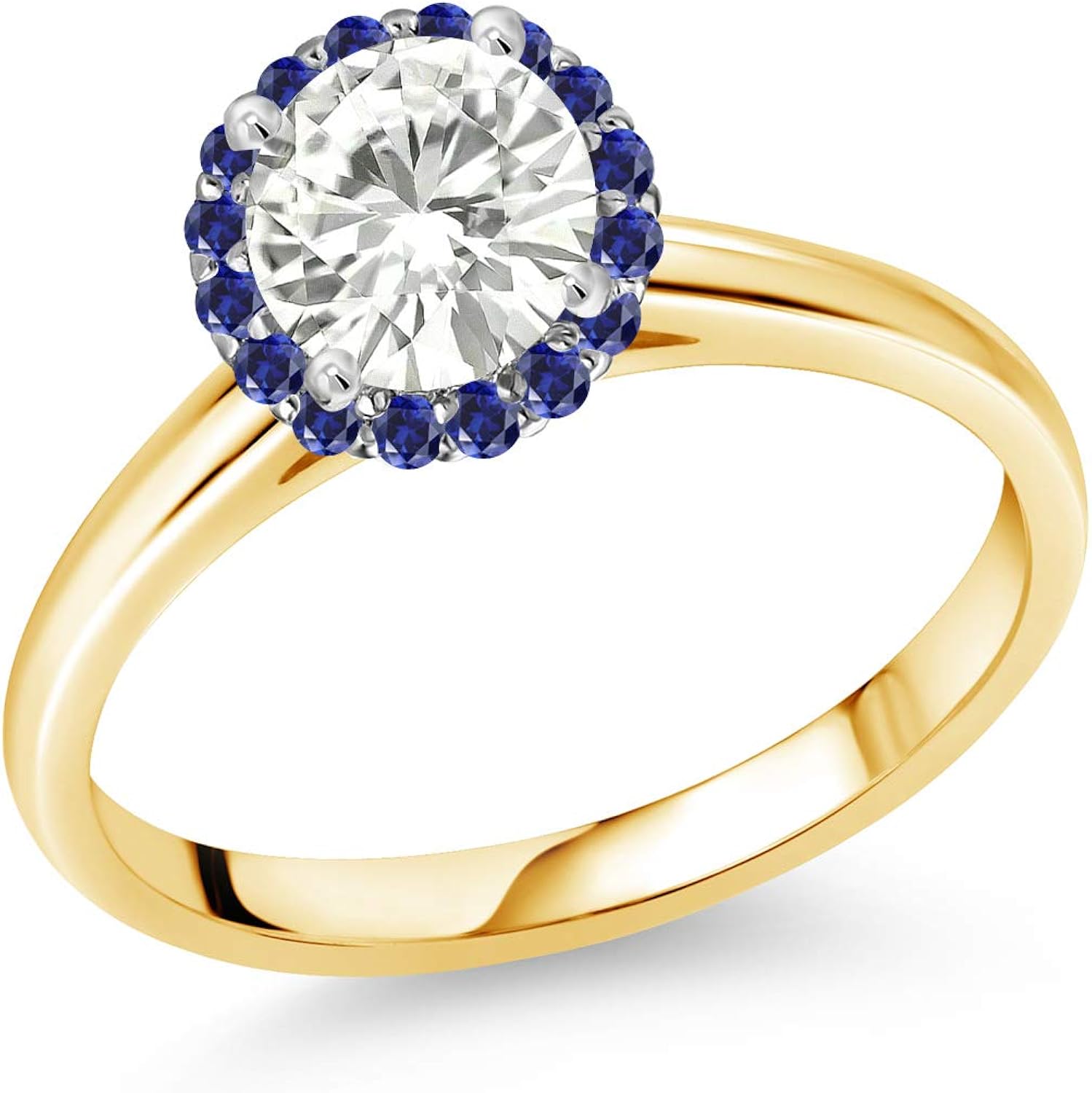 10K Yellow Gold Ring with White Gold Prongs Set with Forever Classic 6mm Round 0