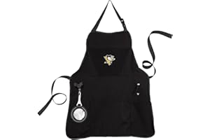 Team Sports America Outdoor NHL Black Grilling Apron | Pittsburgh Penguins | Made of Durable Cotton | Beverage Opener and Multi-Tool | Sports and Tailgaiting Apparel