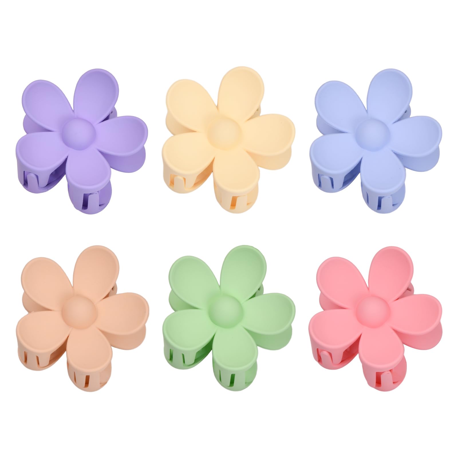 Pagezol Flower Hair Claw Clips, Bright Color Flower Clips, Medium Size Hair Claw Clips for Women Girls, Lightweight Hair Claw Clips, Matte Flower Hair Clip Non-Slip 6 Pieces Barrettes