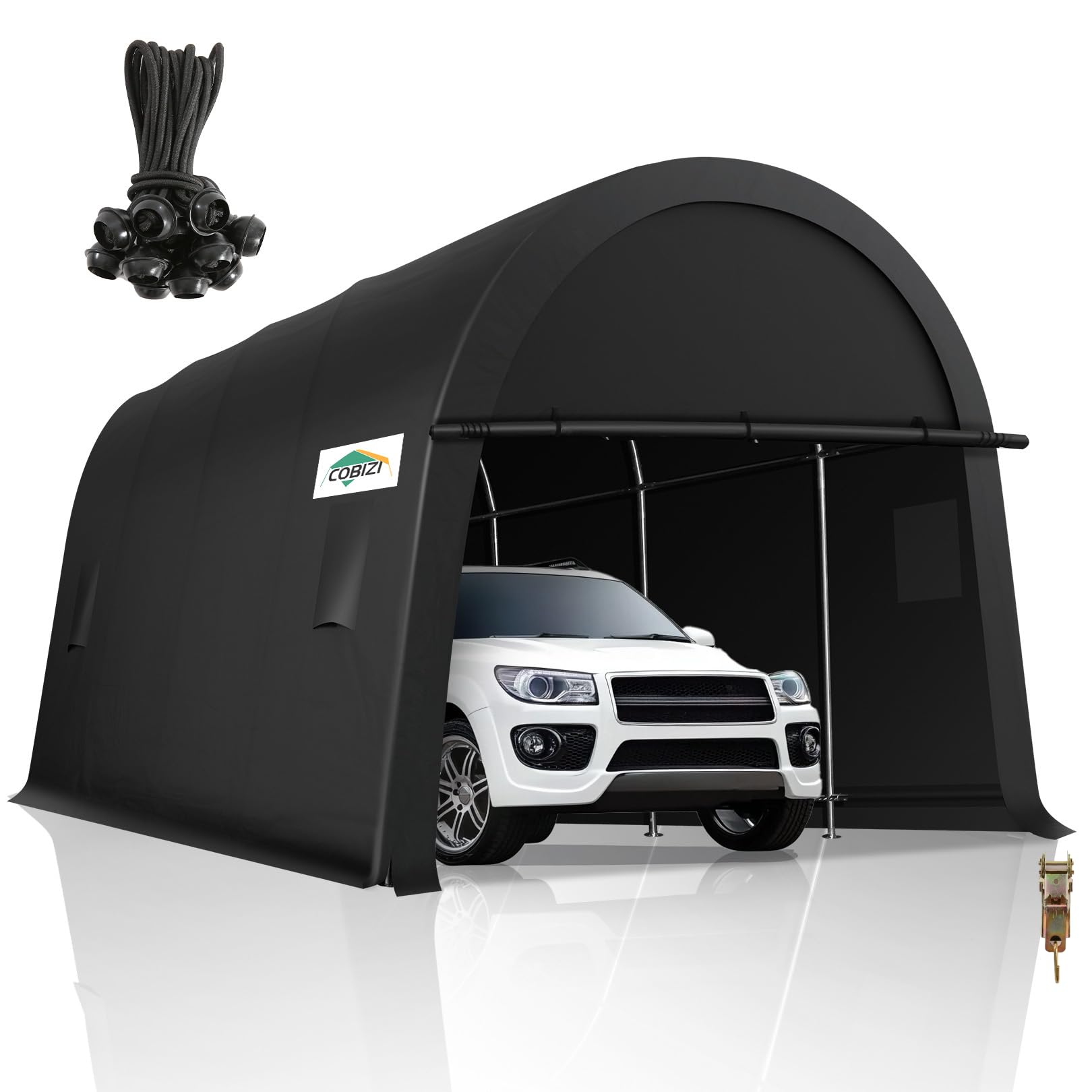 Photo 1 of ***(PARTS ONLY SELLING AS IS INCOMPLETE -PARTS ONLY)*** 
COBIZI Carports 10x20 Heavy Duty Portable Garage with Removable Doors & Vents, Large Space Anti-Snow Waterproof Car Canopy Portable Carport Canopy Outdoor Storage Shelter for Car, Boat, Truck  