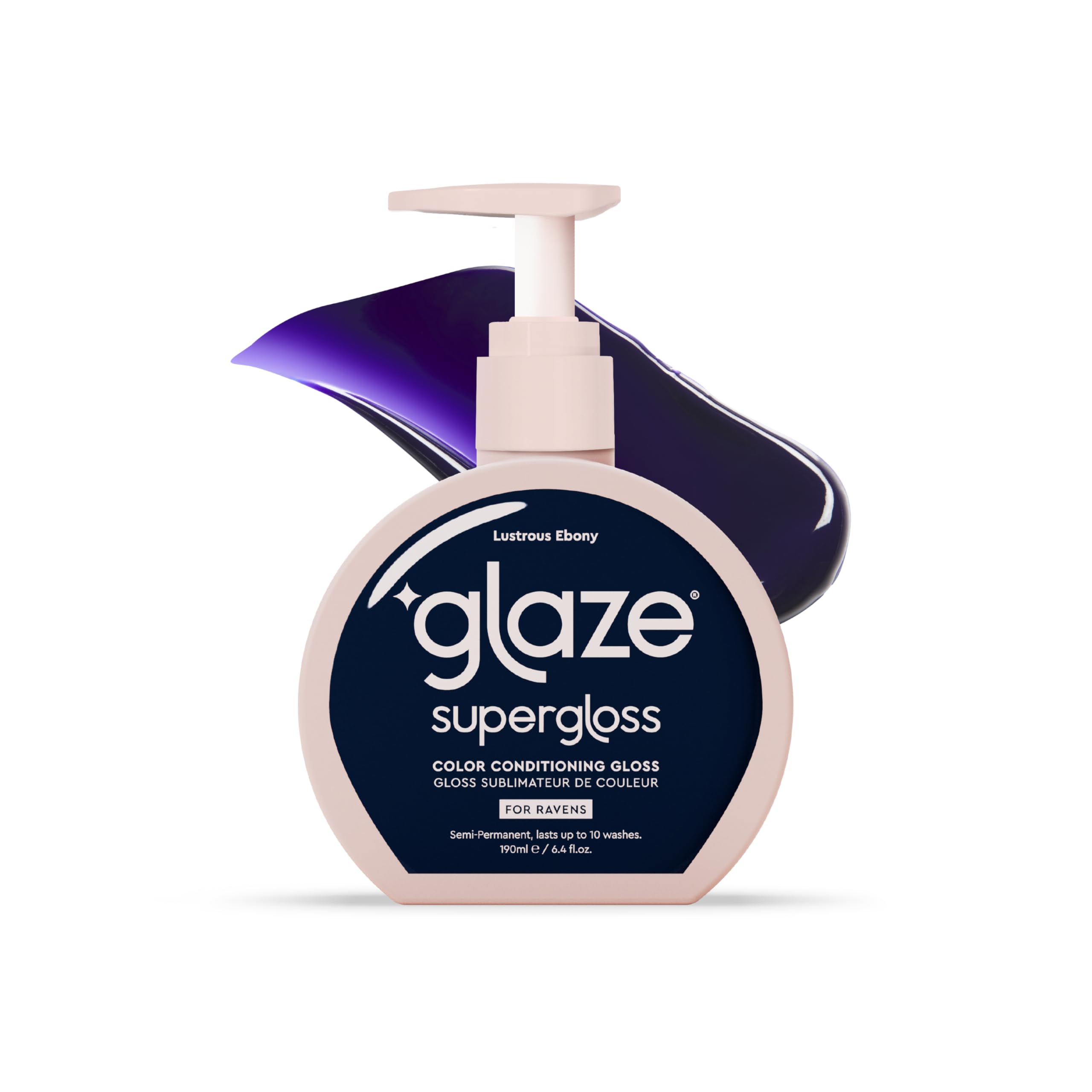Glaze Supergloss Color Conditioning Gloss – Hydrating Semi-Permanent Color Hair Gloss & Shine Boost – Color Depositing Mask - Vegan, Cruelty-Free – 190ml - Lustrous Ebony - Blue Black