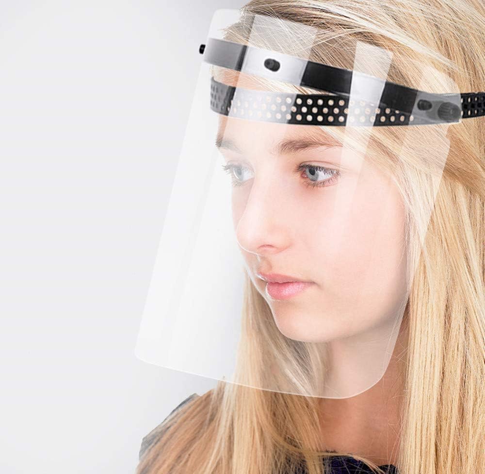 Face Protective Visor, Lightweight Plastic Adjustable Transparent Face Shield to Prevent Saliva, Droplet, Pollen and Dust