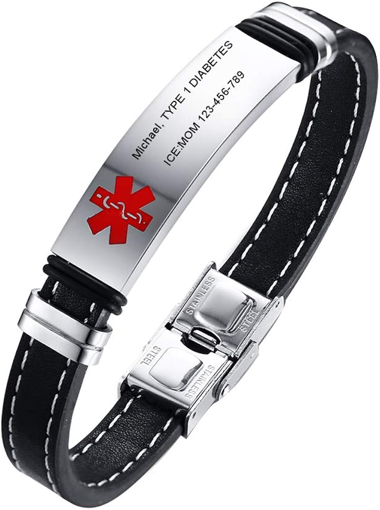 JAJAFOOK Free Engraving Medical Alert Emergency Leather