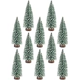 10Pcs Mini Christmas Tree Snow Snow Frost Trees Bottle Brush Winter Ornaments Tabletop for Christmas Party Home Decoration (15cm)