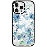 CASETiFY Impact Case for iPhone 16 Pro Max [Slim / 8.2 ft. 4X Military Grade Drop Protection/Wireless Charging Compatible] - My Blue Butterfly Garden - Clear Black