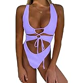 CHYRII Women's Sexy Cutout Lace Up Backless High Cut One Piece Swimsuit Monokini