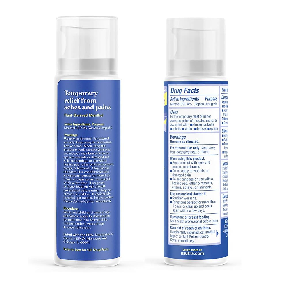 ASUTRA Relief Cream, Cooling Sensation, Temporary Relief from Muscle Discomfort and Soreness, 4% Menthol, Arnica Montana, MSM, 3 oz