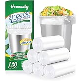 Hommaly 2 Gallon (1.8-2 Gal)120 pcs Small Clear Trash Bags, Strong 1.8 Gallon Garbage Bags, Bathroom Trash Can Bin Liners Unscented, Mini Plastic Bags for Office, Waste Basket Liner,Fit 6,7,8 Liters
