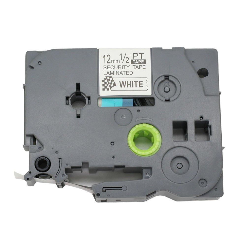 BROVACS 1 Pack Black on White Security Label Tape Compatible for Brother P-Touch TZ SE3 TZe SE3 12mm 1/2" OPA1523