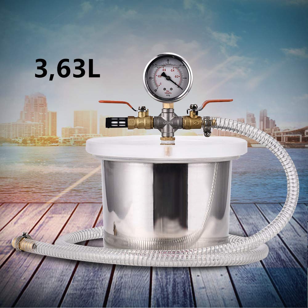 HUKOER 3.63L Stainless Steel Vacuum Chamber, Silicone Kit for Degassing