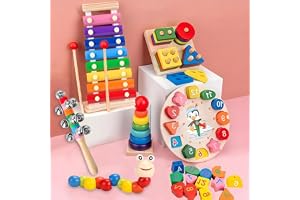 Conjunto de 6 peças, Brinquedo Sensorial, Brinquedo, Quatro conjuntos de colunas, Xilofone, Relógio digital de contas, Modelo