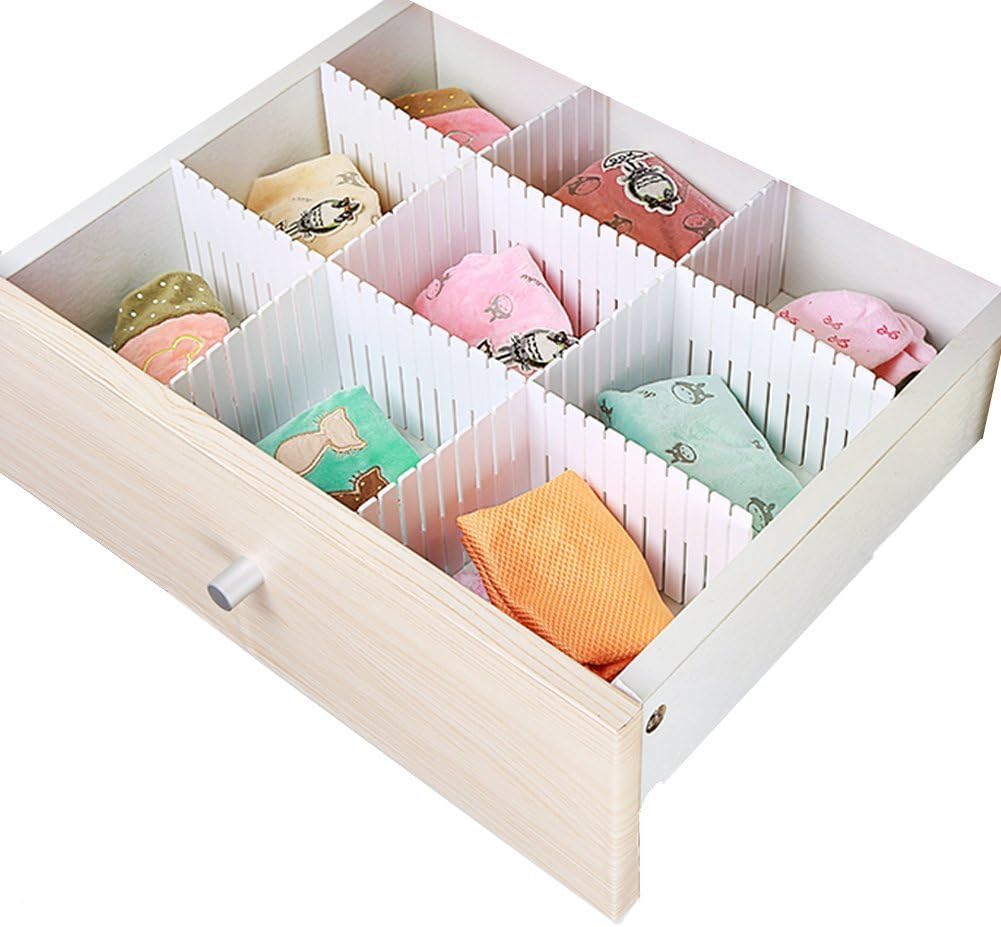 Awebuy DIY Drawer Organizer ,Customized Slotted Plastic Partitions Divider for Home Tidy Closet Stationary Makeup Socks Underwear Scarves (4 Pieces)