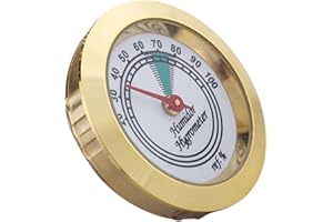 NULYLU Small Cigar Humidor Hygrometer Metal Analog Humidity Gauge for Cigar Boxes and Musical Instrument