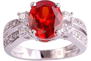 Lozeux Silver Plated Ring Oval Cut Created Rainbow Topaz Cubic Zirconia Filled Engagement Wedding Proposal Promise Band for Women Lovers